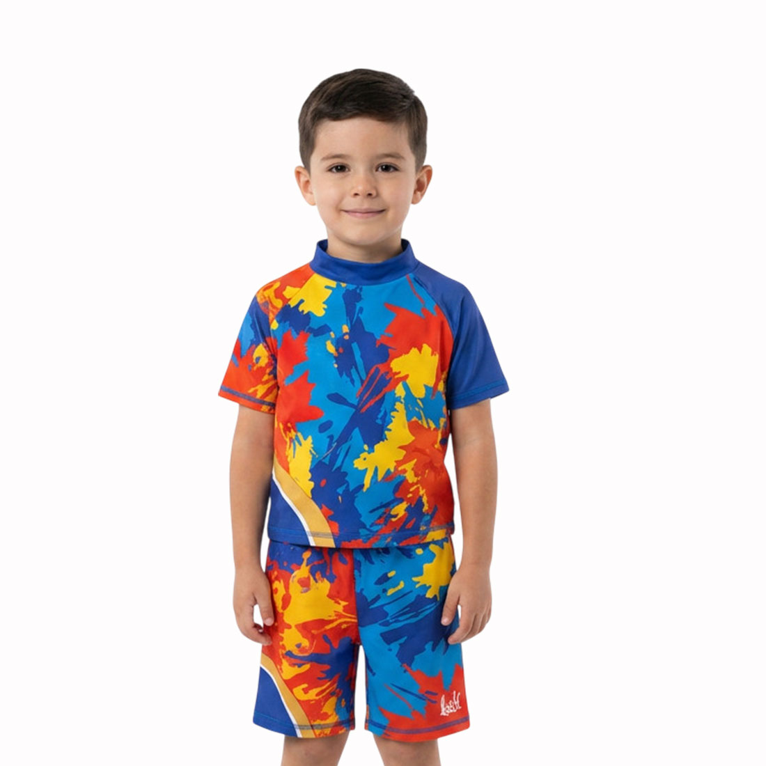 Kids Navy Abstract Sublimated T-Shirt and Shorts Casual Sportswear Set