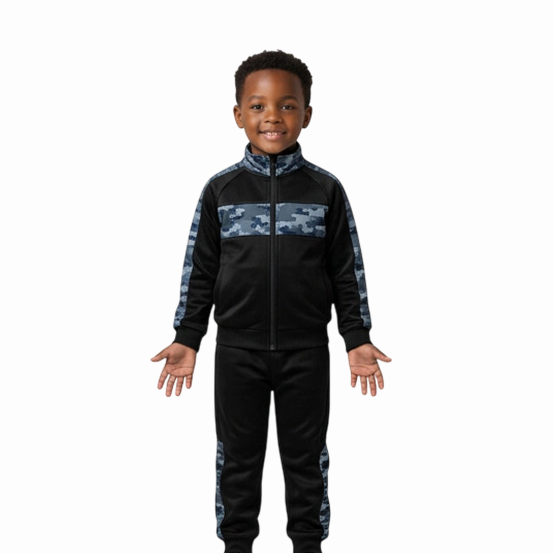 Black Camo Kids Tracksuit Set.