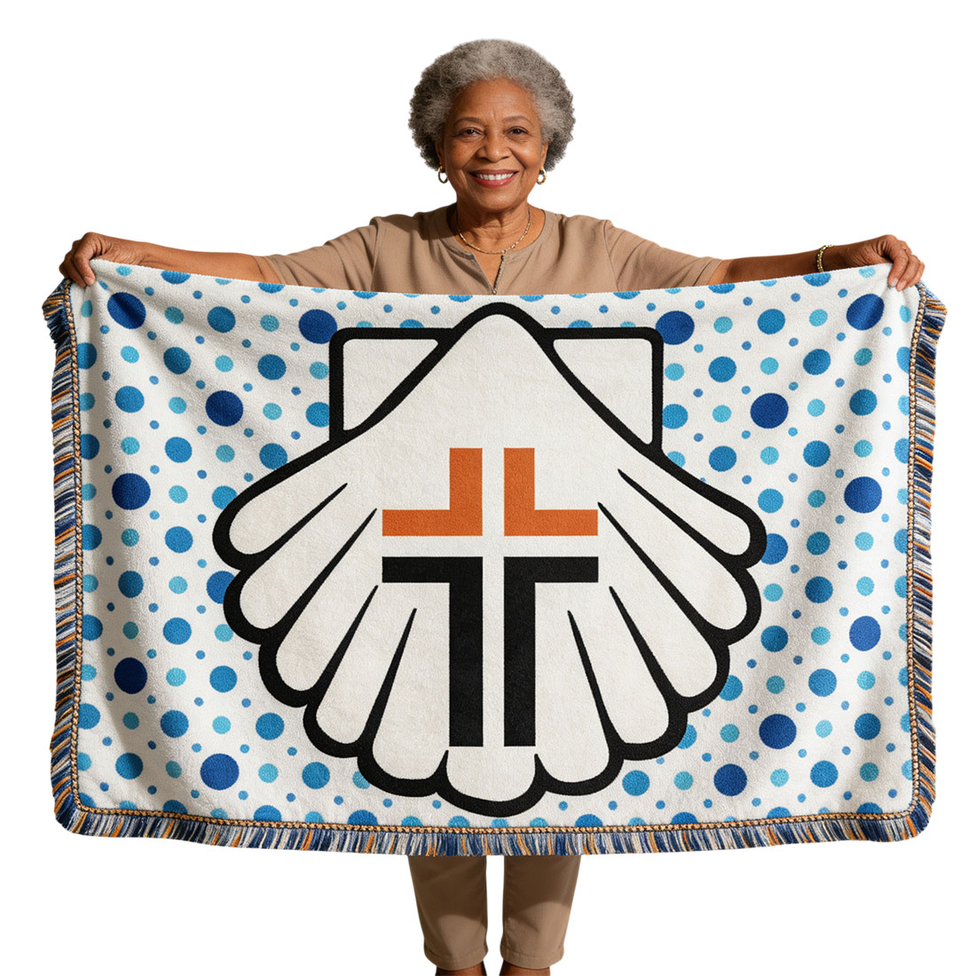 Methodist Church White and Blue Blanket