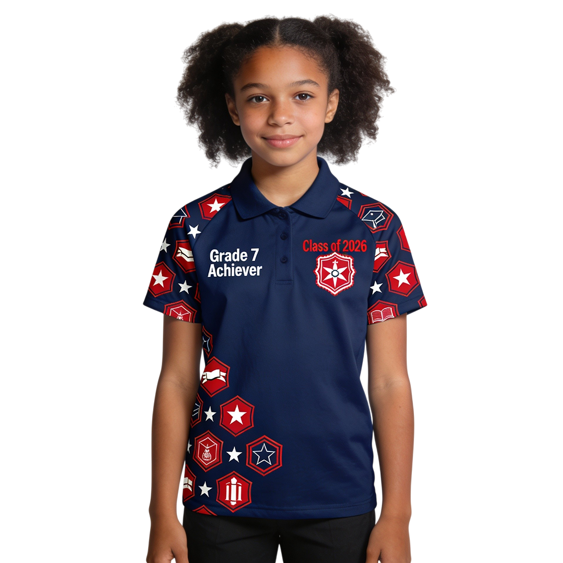 Grade 7 Achiever Navy Blue Golf Shirt