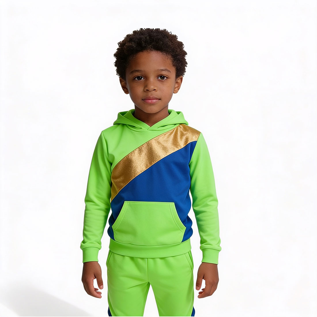 Kids Lime Green Gold and Royal Blue Hoodie