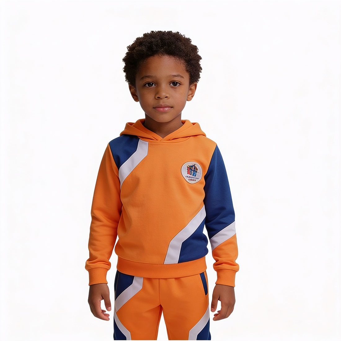 Preschool Orange Navy Color Block Hoodie