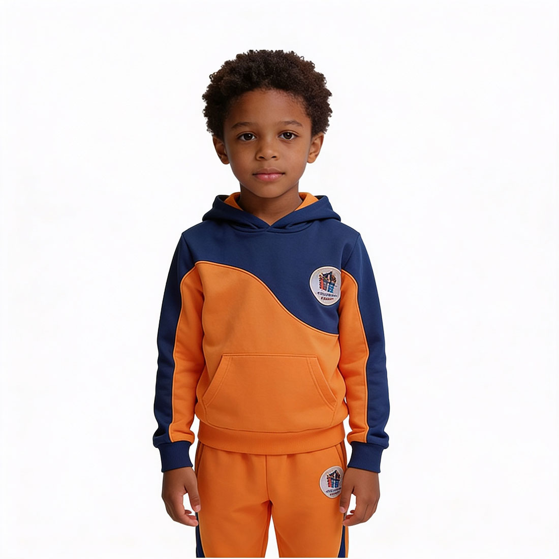 Kids Orange and Navy Hoodie