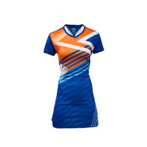 Blue & Orange Chevron Netball Kit